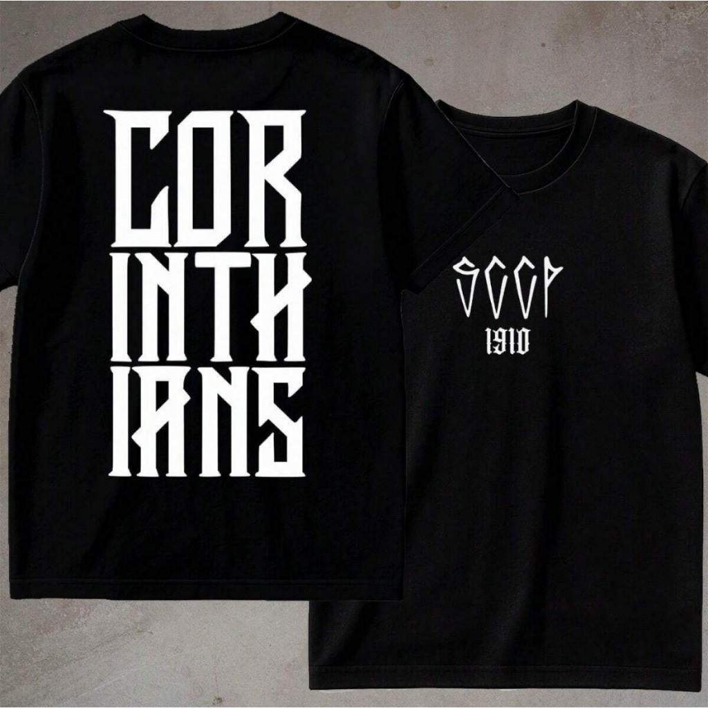 Camiseta Corinthians 100% Algodão Premium Fio Penteado Branco, Preto Estilosa Unissex Blusa Gavião