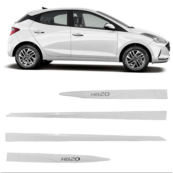Jogo Friso Lateral Novo HB20 2020 Branco Atlas