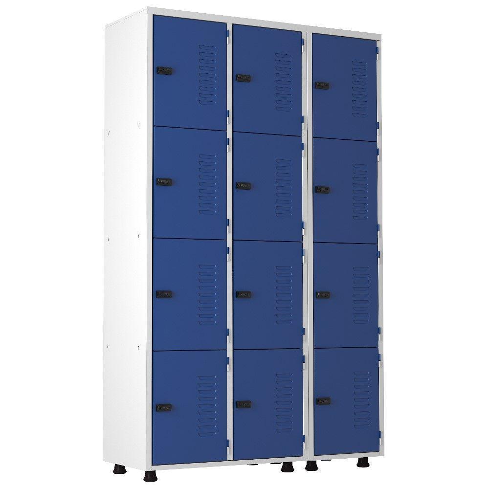 Armário Roupeiro Aço 12 Portas Guarda Volume Trinco Azul