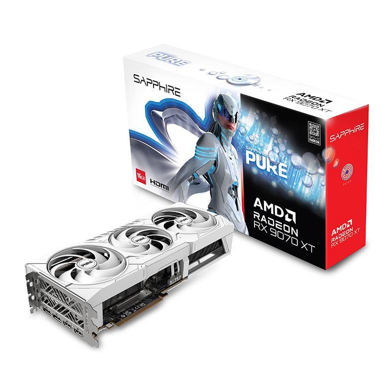 Placa de Video Sapphire Radeon RX 9070 XT Pure OC, 16GB, GDDR6, 256-bit, 11348-0