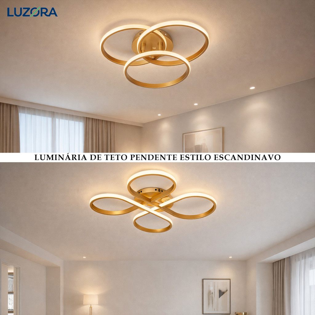 Luminária Plafon LED de Teto Moderna com 3 Cores de Luz Para Sala, Quarto, Hall e Ambientes Internos