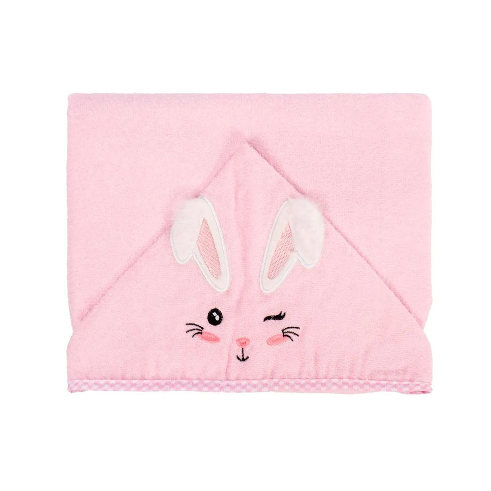 Toalha Com Capuz Bublim Com Forro Fralda E Bordado Coelha em Oferta na Shopee