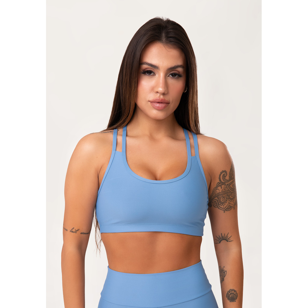 TOP FITNESS FEMININO COM ALÇA DUPLA AURA DLK em Oferta na Shopee