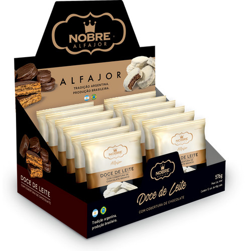 Alfajor Doce de Leite C/ Chocolate Branco 50 gr - Cx 12 unidades - Nobre