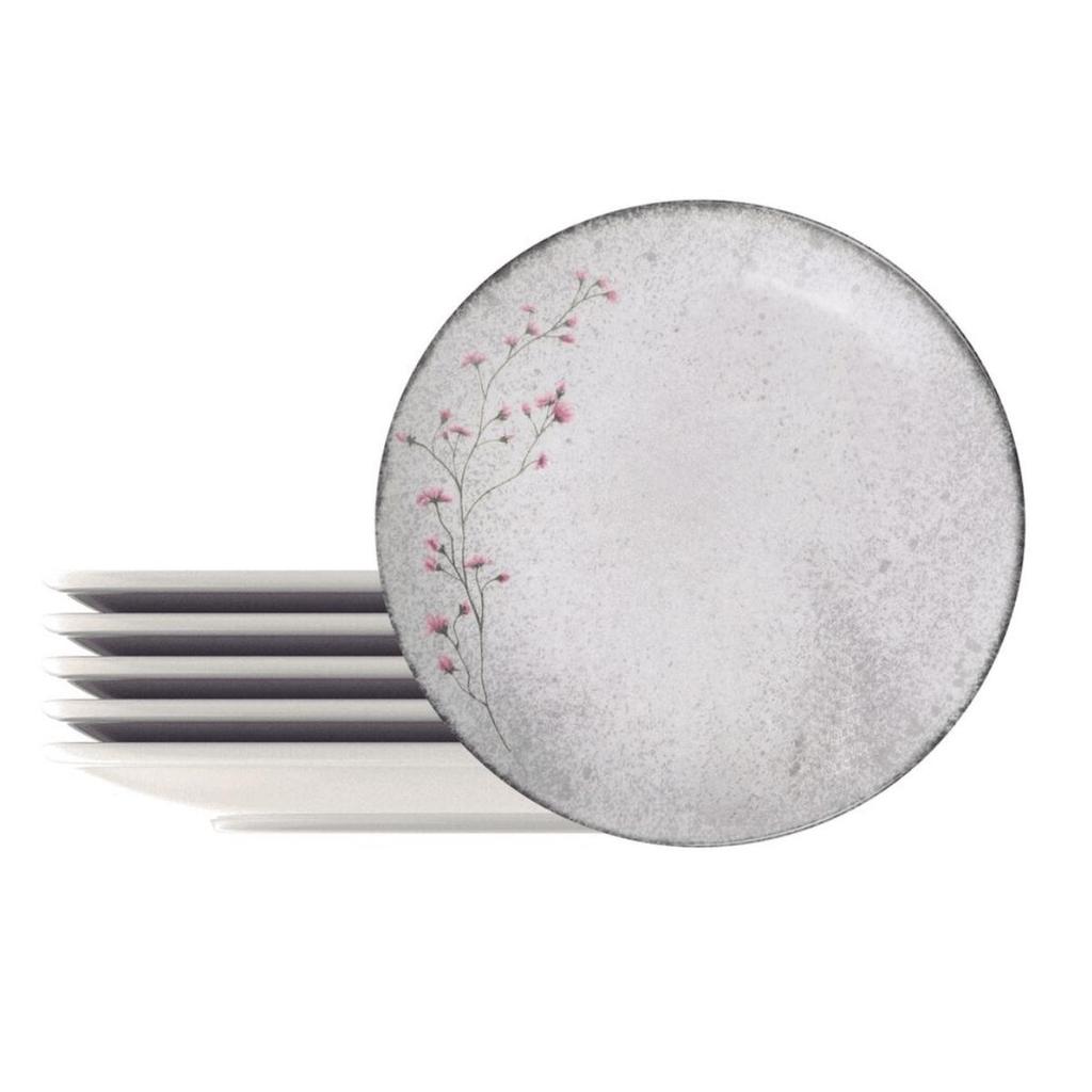Kit 6 Pratos Fundos Porcelana 21cm Tramontina Floralis Sopas Caldos Risoto Mesa Posta