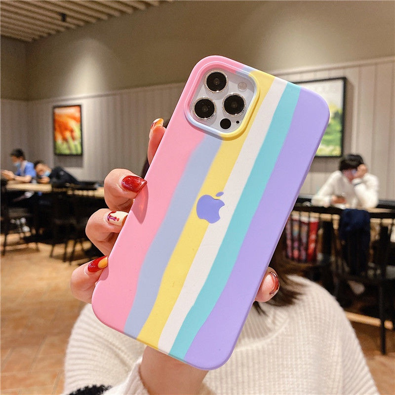 Listrada Arco-Íris Macaron Fofa Capa Capinha Para iPhone 17 Air 16 15 14 Plus 13 12 11 Pro Max XR Textura Anti-Impacto em Oferta na Shopee