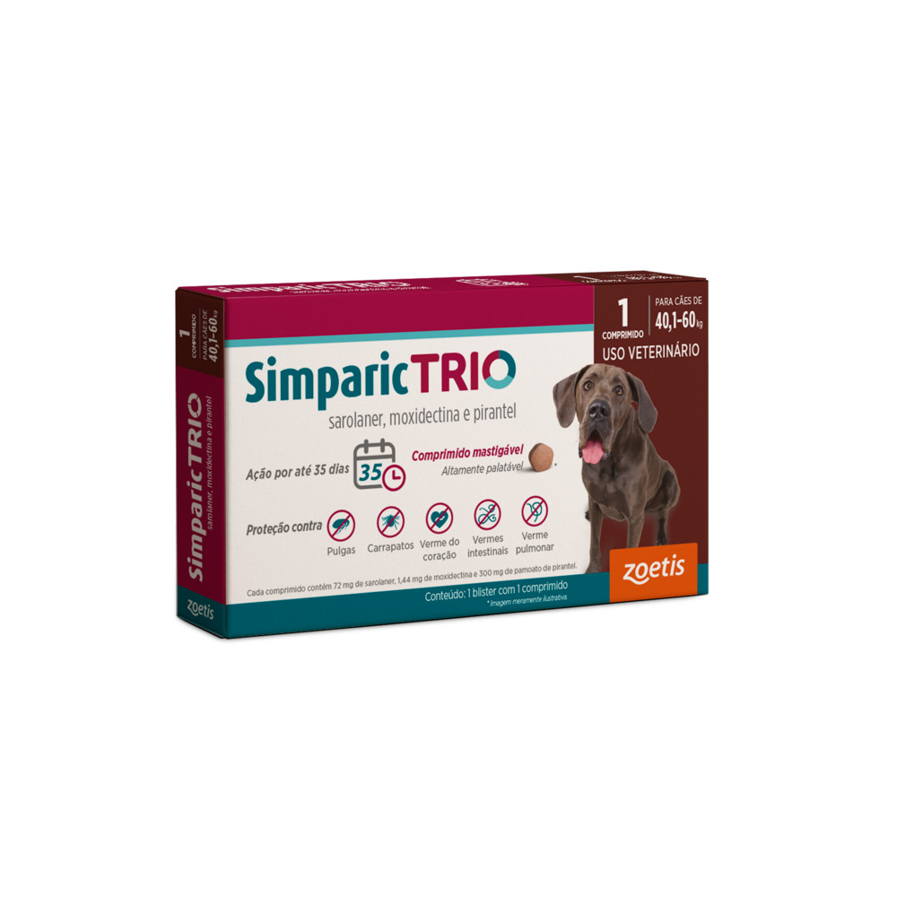 Simparic Trio Antipulgas, Carrapatos E Vermes Cães 72Mg C/ 1 Comp. em Oferta na Shopee