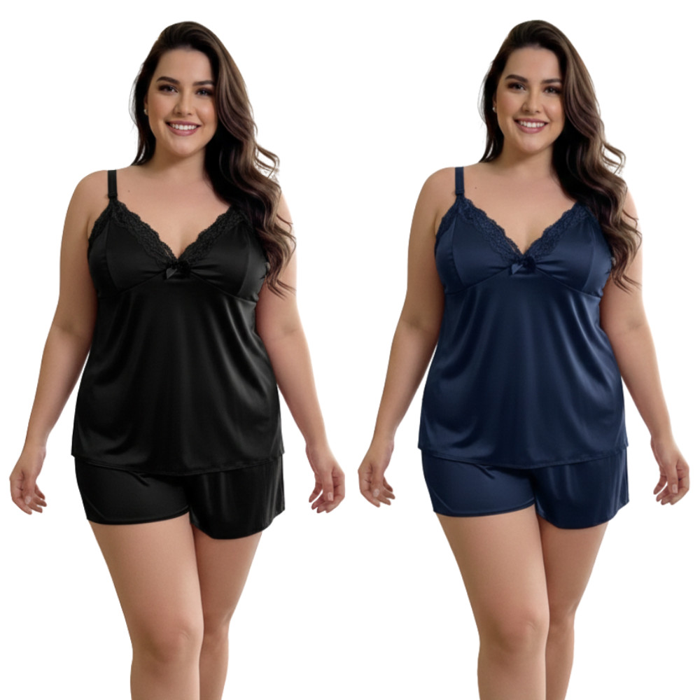 Kit 2 Baby Doll Amamentação Plus Size Feminino Maternidade Gestante Pós Parto Com Click Pijama