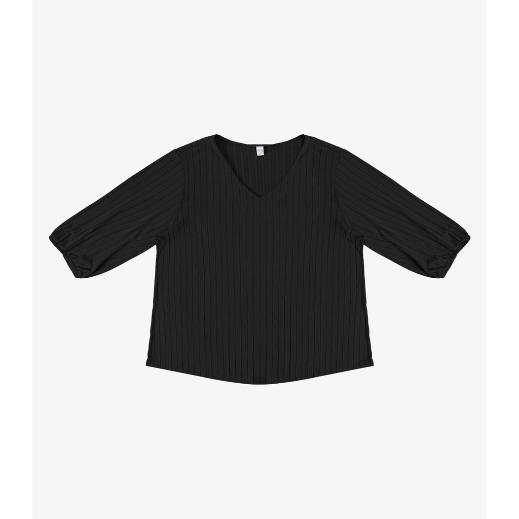 Blusa Canelada Plus Infinita Cor Preto