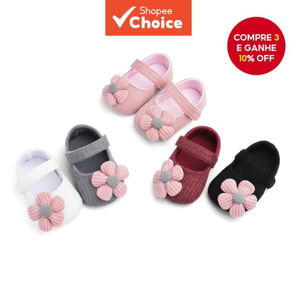 Princesa Sapatos De Bebê 12-36 Meses De Sola Macia Flor Algodão Infantis Menina Com Alça De Velcro