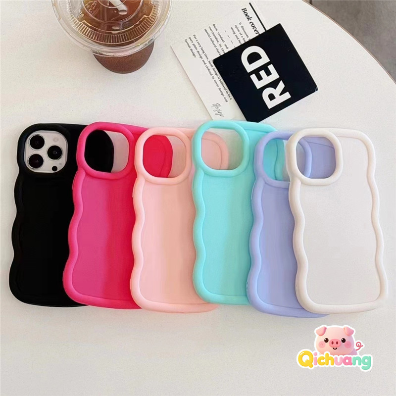 Capas Macaron Wave Para OPPO A6 Pro A5 A5X A5S A5i F31 Realme 15T Reno 14F Estética Capa De Borda Ondulada Cor Doce Simp