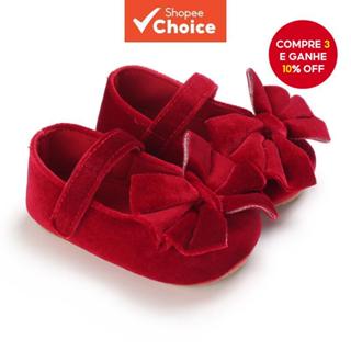 Meninas Sapatos De Bebê De Veludo Vermelho Infantil Recém-Nascido Princesa Arco Primeiros Caminhantes 0-18M Calçados Com em Oferta na Shopee