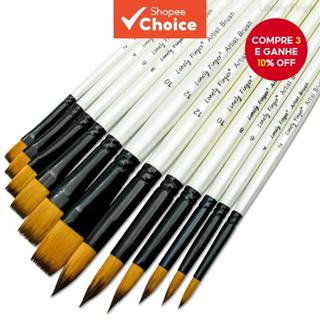 Conjunto de Pincéis Lonely Finger com Ponta Fina e Plana, 12 Peças para Pintura Acrílica, Óleo, Aquarela e Guache, em Oferta na Shopee