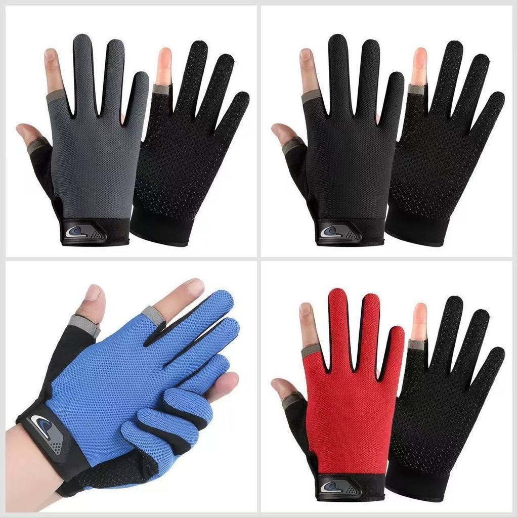  Luvas de Ciclismo com Vazamento de Dois Dedos e Protetor Solar para Pesca e Retirada de Motocicletas