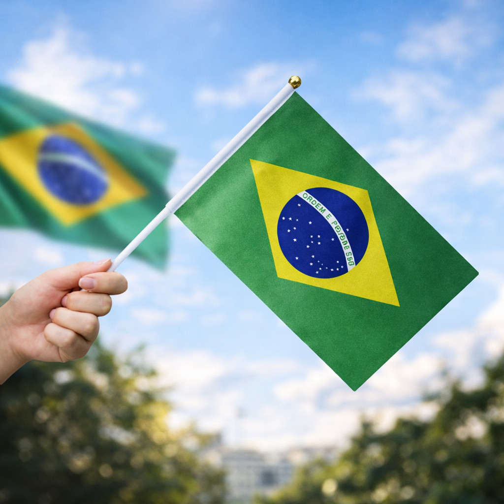 KIT 10 Mini bandeiras de mão Bandeira Brasil Pacote