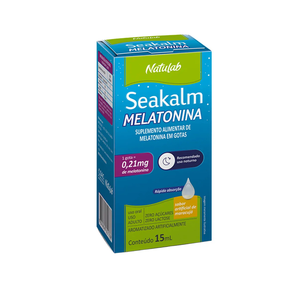 Melatonina Seakalm 0,21mg Sabor Maracujá Gotas 15ml - Natulab