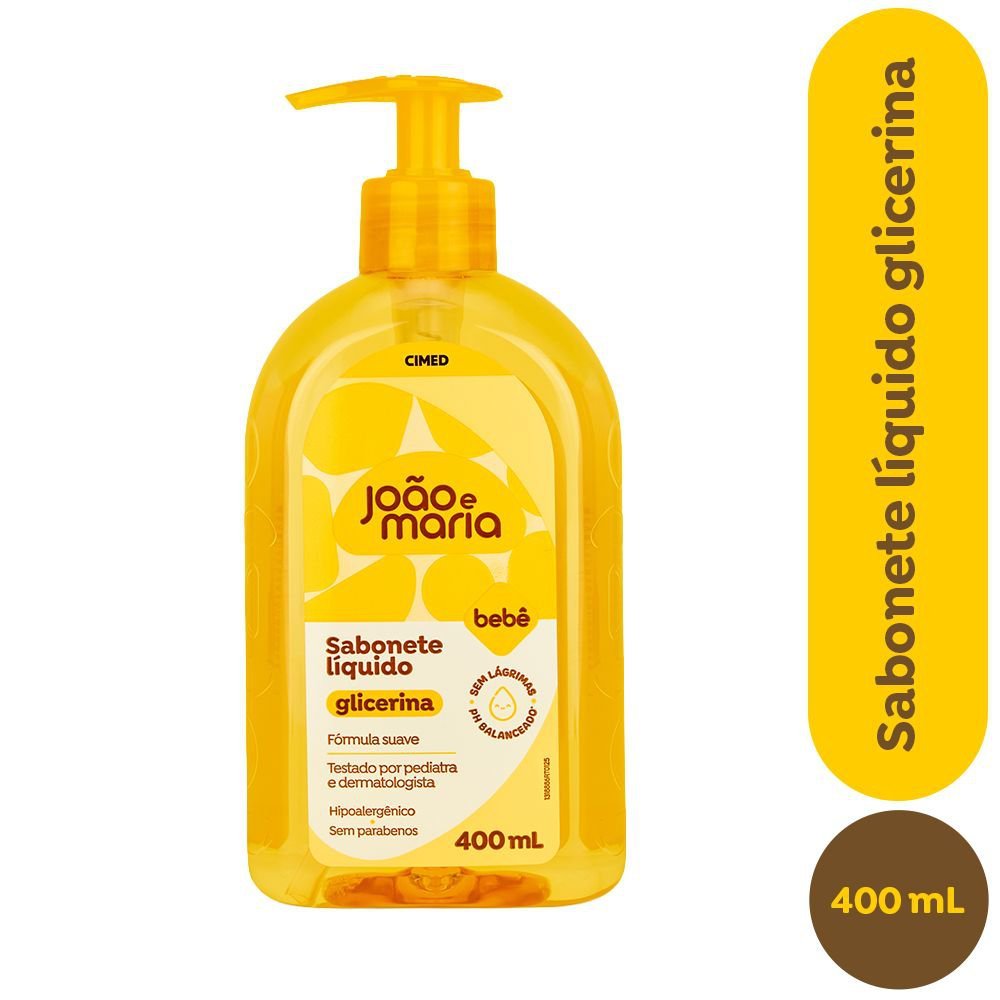Sabonete Líquido Glicerina João e Maria Bebê Cimed 400ml em Oferta na Shopee