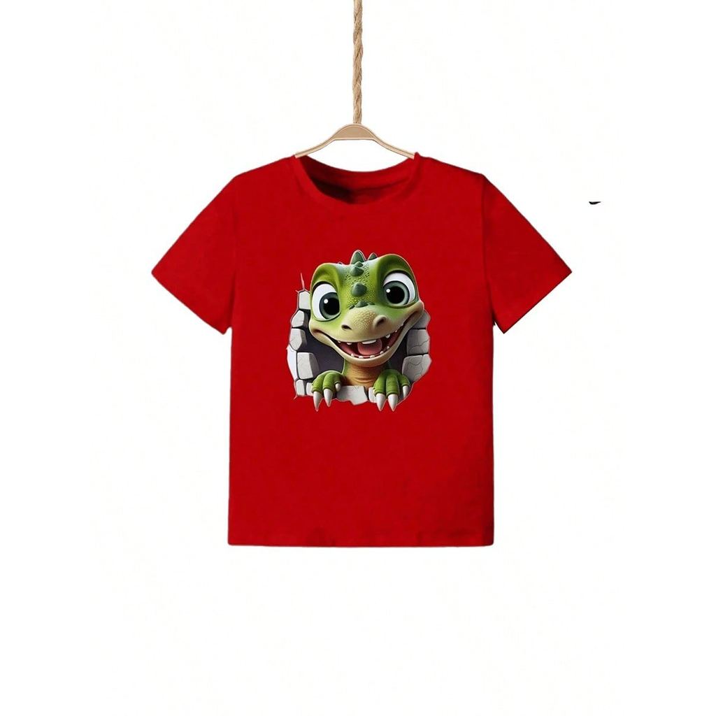Camiseta Infantil Juvenil Teen Menino Estampa Dinossauro Oi nas pedras Masculina Moda Algodão Gola Redonda