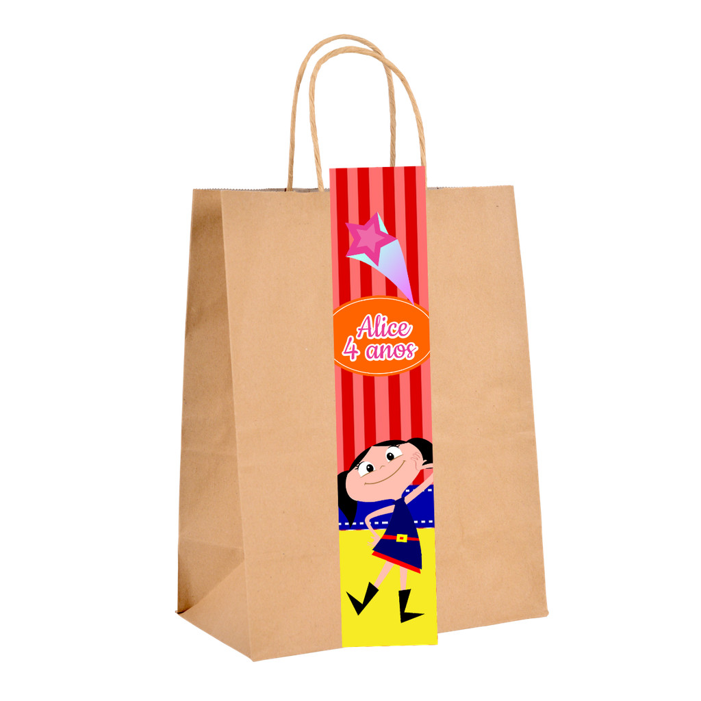 ADESIVO PERSONALIZADO PARA SACOLINHAS KRAFT  LEMBRANCINHAS FESTA SHOW DA LUNA