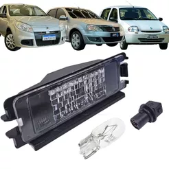 KIT LANTERNA LUZ DE PLACA RENAULT CLIO LOGAN SANDERO PAR COM SOQUETE E LÂMPADAS LED 12V ILUMINAÇÃO