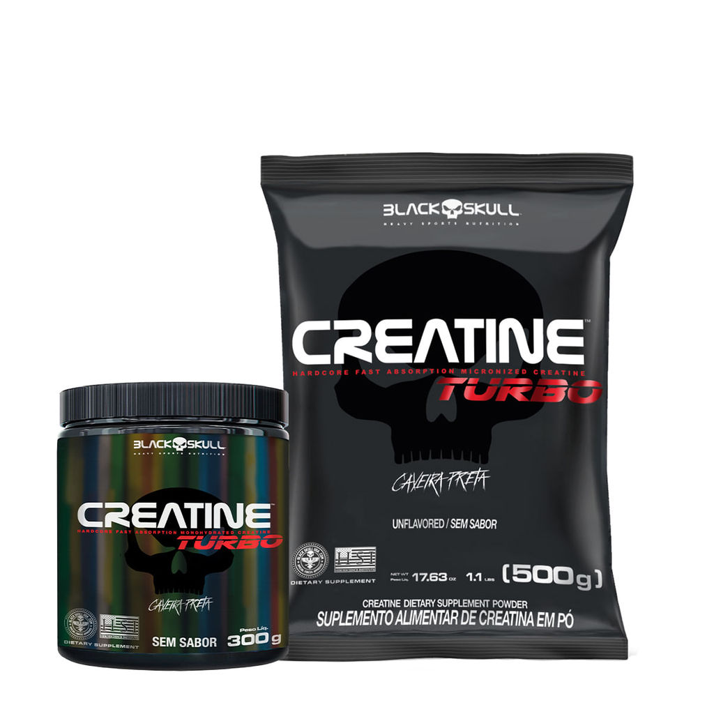 Kit Creatine Turbo (Pote + Refil)  - Black Skull em Oferta na Shopee