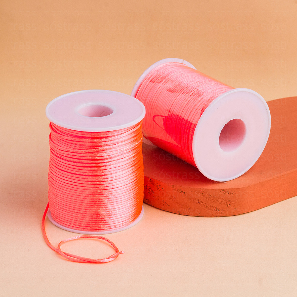 Fio de Seda Rabo de Rato 1mm Rosa Fluorescente - 100 Metros