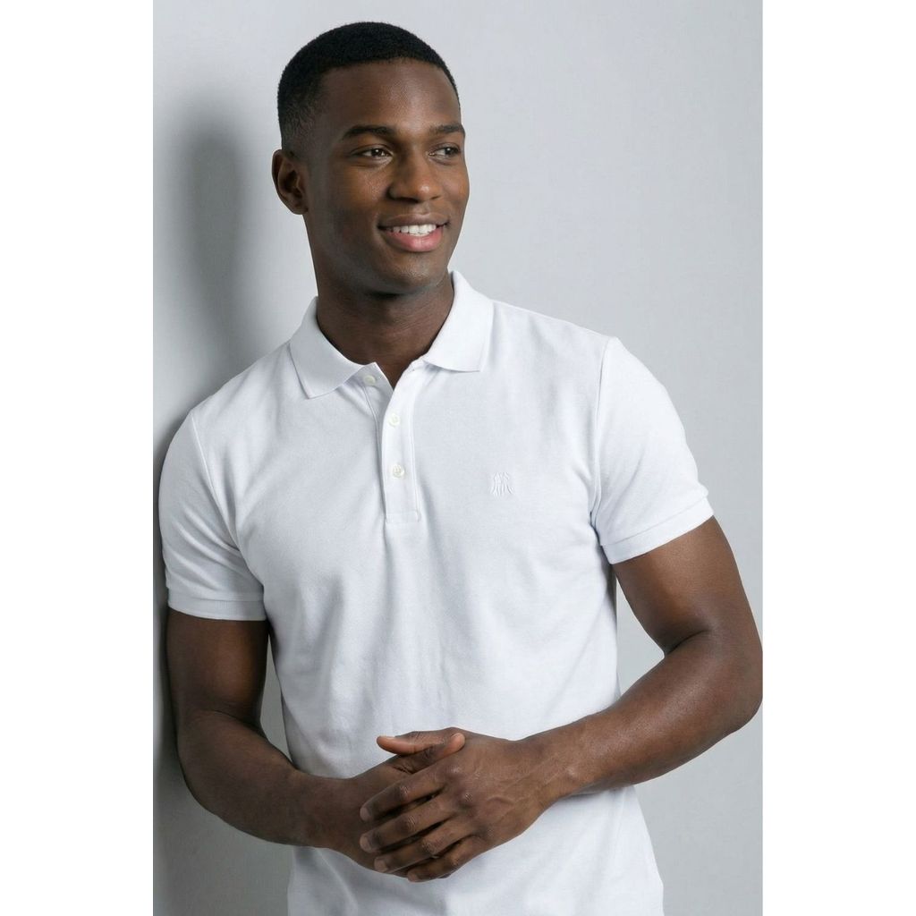Polo Piquet Lisa Com Botão Polo Wear Branco