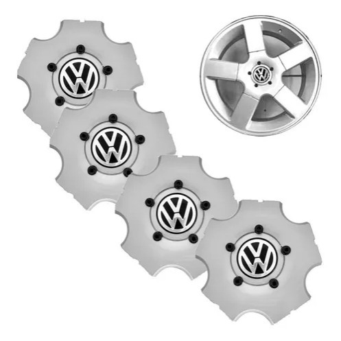 JOGO 4 Calotas Centrais Tampa Meio De Roda Vw Saveiro Gol Parati Tsi em Oferta na Shopee