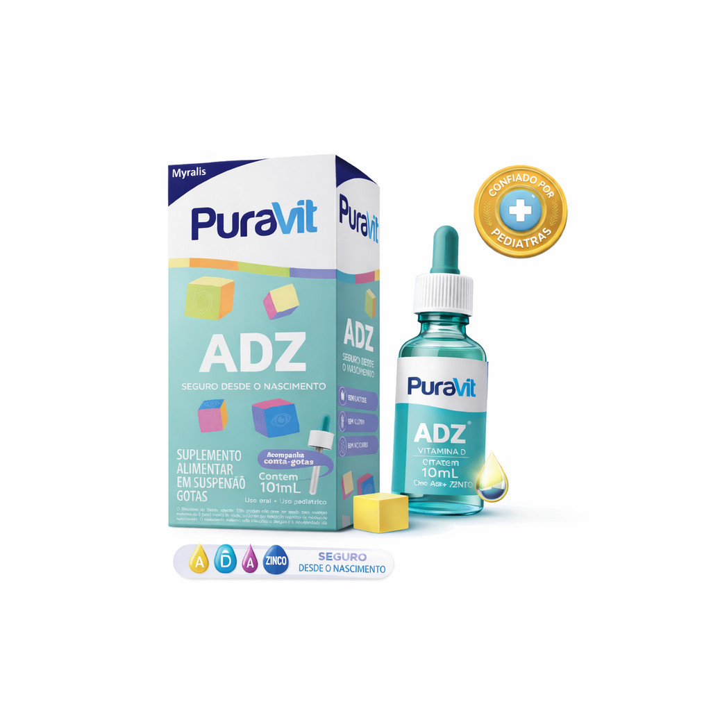 Puravit ADZ 10mL Suplemento Alimentar Vitaminas A, D e Zinco - Seguro Desde o Nascimento