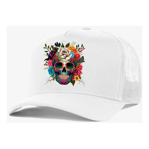 Boné Trucker Branco Liso Redinha Caveira Aba Curva