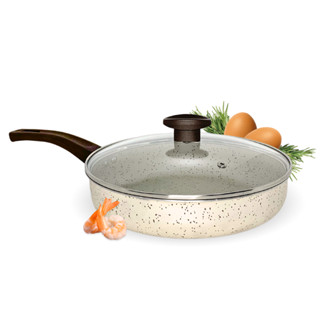 Frigideira Reta 24 Antiaderente Teflon Marfim Tampa de Vidro em Oferta na Shopee