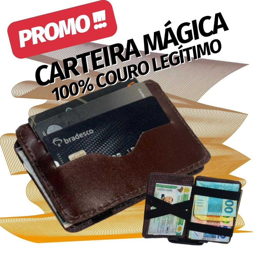 Carteira Masculina Couro 100% Legitimo Premium MÁGICA