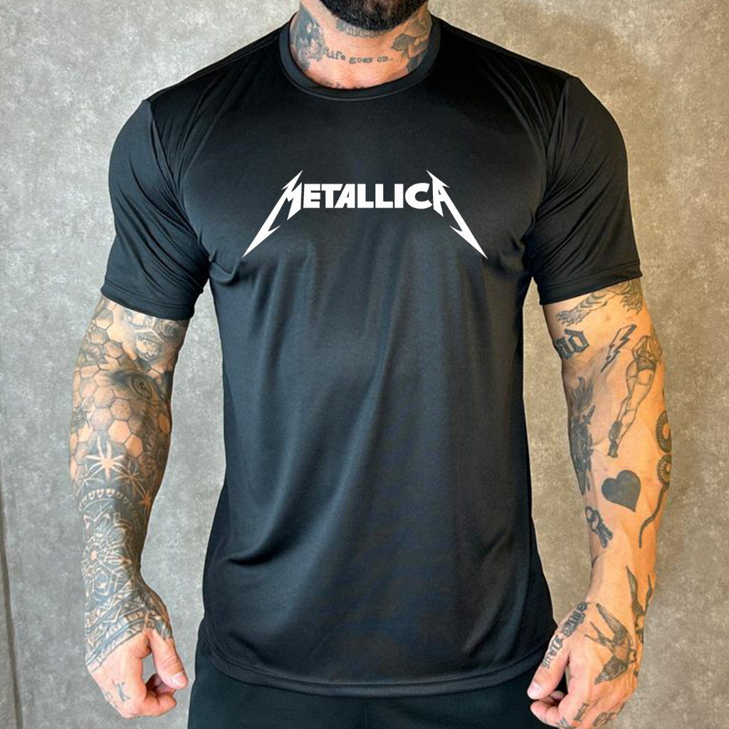 Camisa Dry Banda Rock Metallica Iron Maidein ACDC Megadeth Pantera Black Sabbath Motorhead Linkin Park