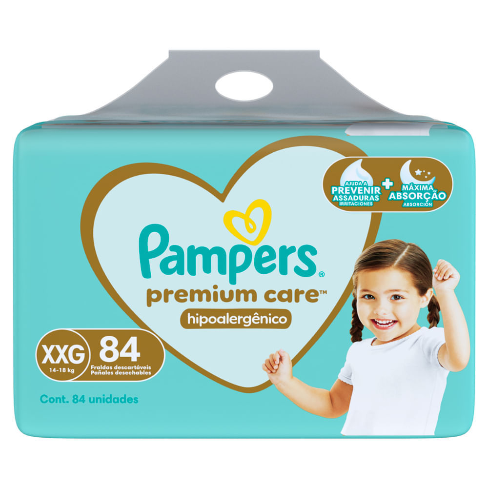 Fralda Pampers Premium Care Tamanho XXG 84 Unidades Descartáveis em Oferta na Shopee