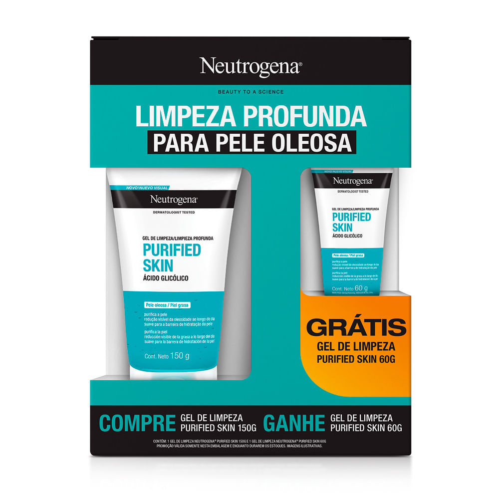 Kit Gel de Limpeza Purified Skin Neutrogena 150g e Ganhe Gel de Limpeza 60g em Oferta na Shopee