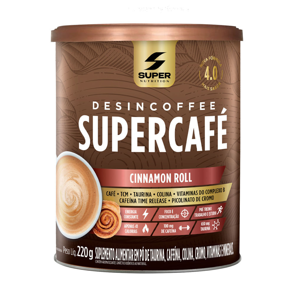 SuperCafé Desincoffee Super Nutrition Sabor Cinnamon Roll 220g em Oferta na Shopee