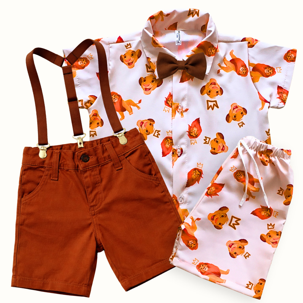 Rei Leão Conjunto Temático Luxo Infantil Look Festa, Menino 5 Peças Infantil, Aniversário e Mesversário em Oferta na Shopee