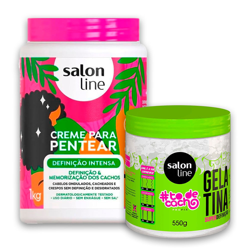Kit Creme De Pentear Salon Line Definição Intensa 1kg e Gelatina Salon Line 550g em Oferta na Shopee