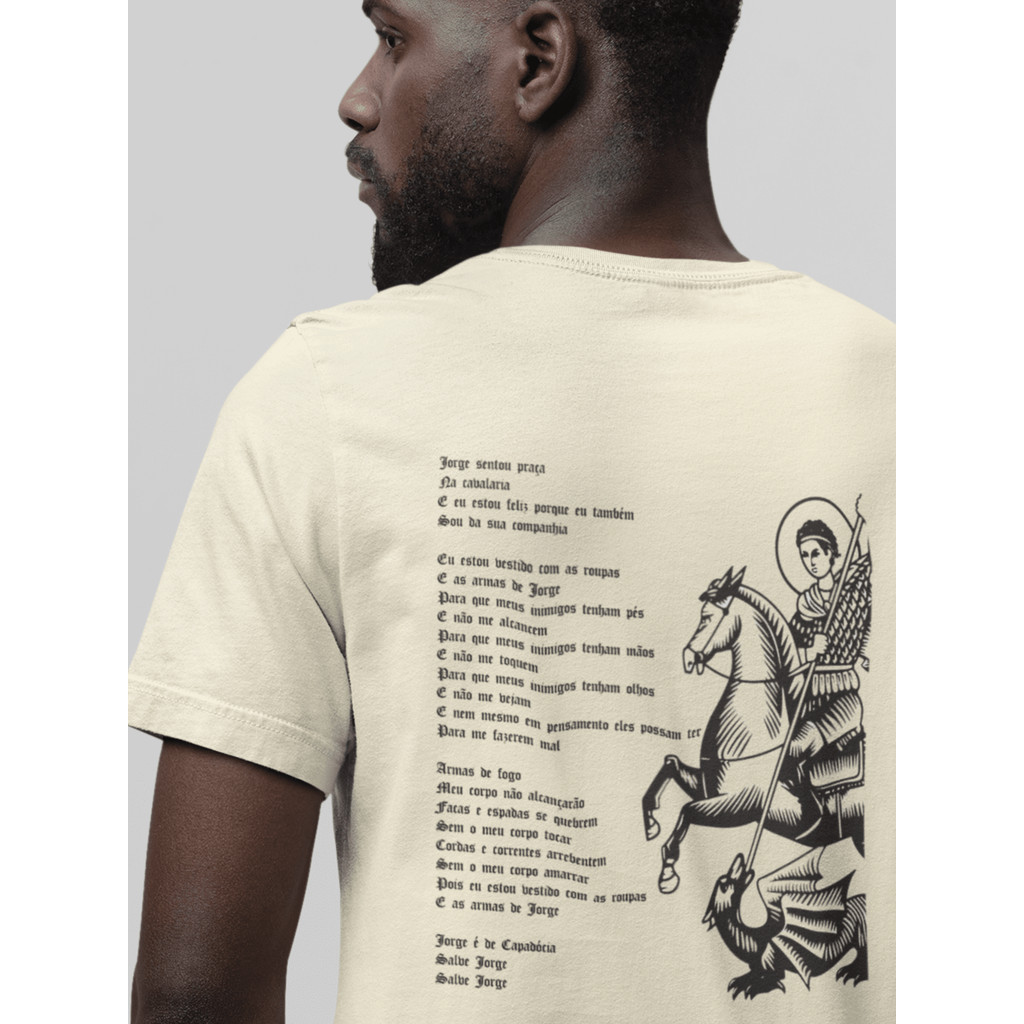 Camiseta São Jorge Da Capadócia Oração Fé Religião 100% Algodão Cultura Moda Estilo Treino