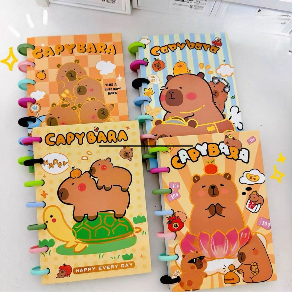 Caderno Inteligente Espiral de Capivara com Capa Dura e Elástico – Ideal para Estudos, Planejamento e Organização