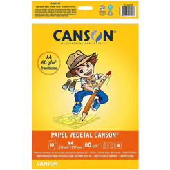 Papel vegetal liso A4 60g com 10 folhas Canson
