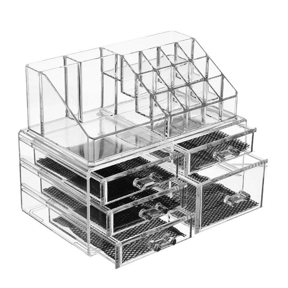 ORGANIZADOR DE MAQUIAGEM ACRILICO 5 GAVETAS 16 DIVISORIAS PORTA BATOM COSMETICOS ESMALTE JOIAS ESTA  JL67