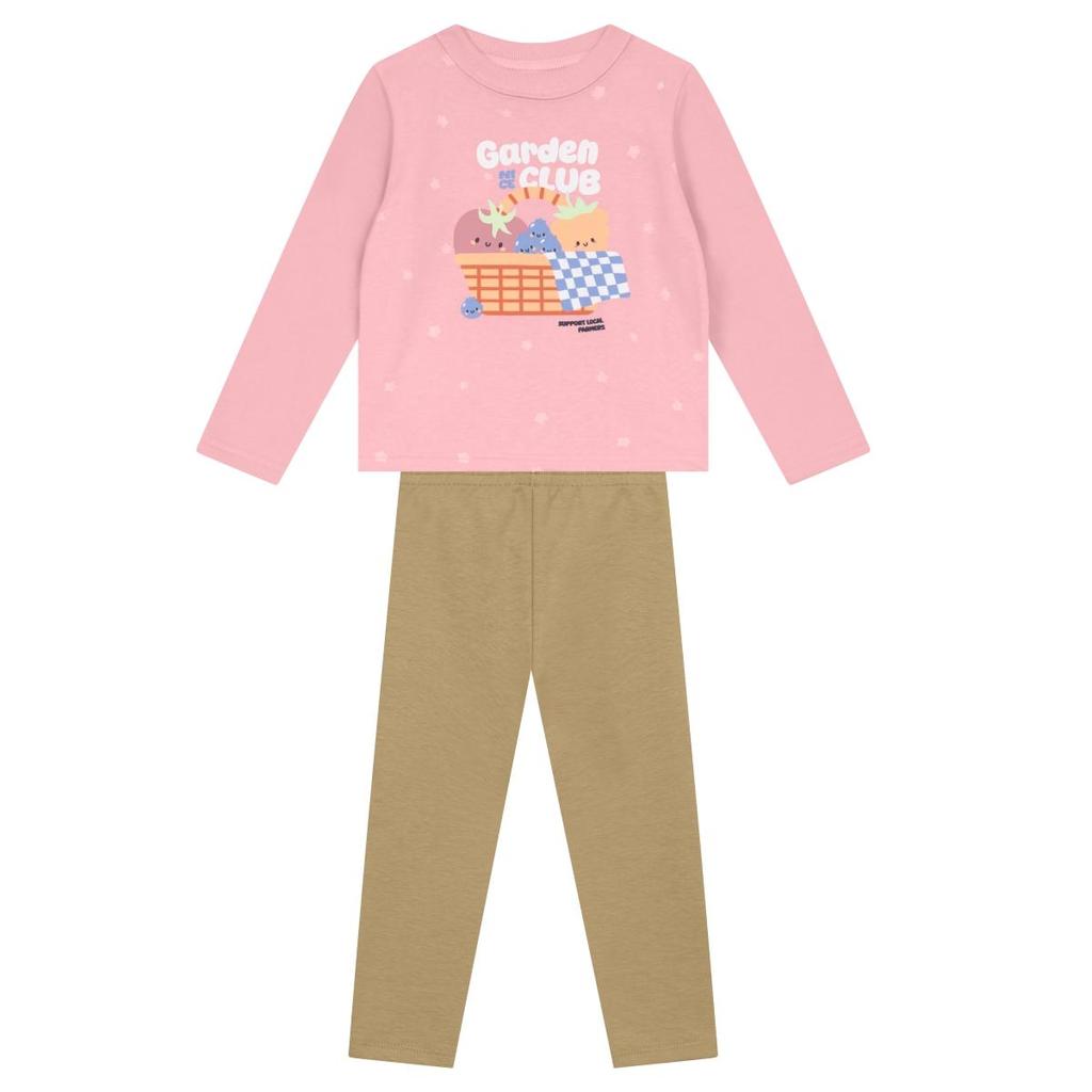 Conjunto infantil menina em moletom de frutinhas Brandili