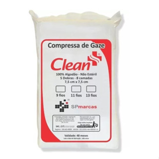 Compressa de Gaze Não Estéril 7,5x7,5cm 13 Fios - Clean em Oferta na Shopee
