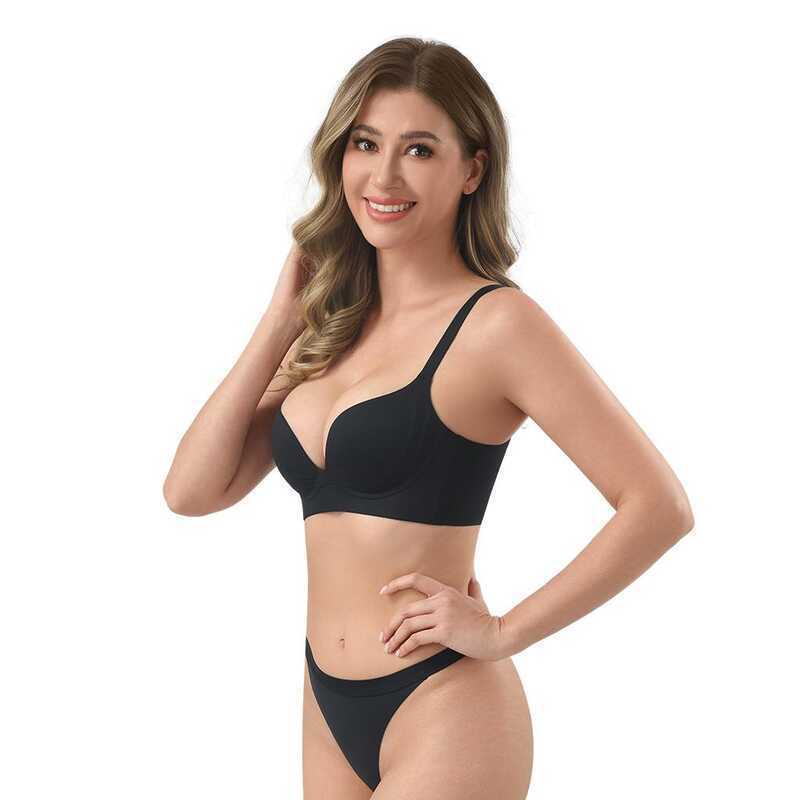 Z&D Lingerie Conjunto Bella Sutiã Top Estilo Meia Taça Estruturado Calcinha Fio Dental 604
