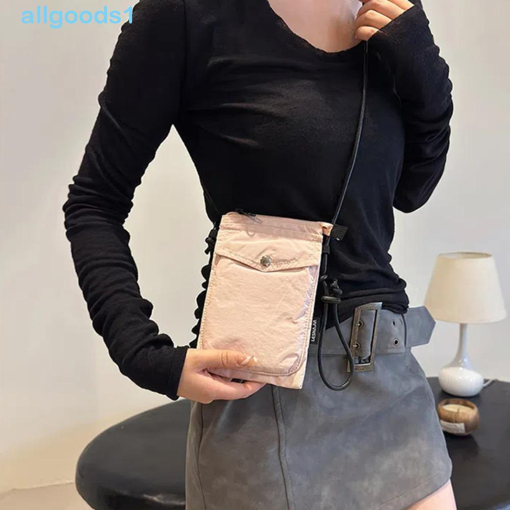 Bolsa Para Telefone De Nylon ALLGOODS , Leve Quadrada De Cor Sólida , Alças De Couro