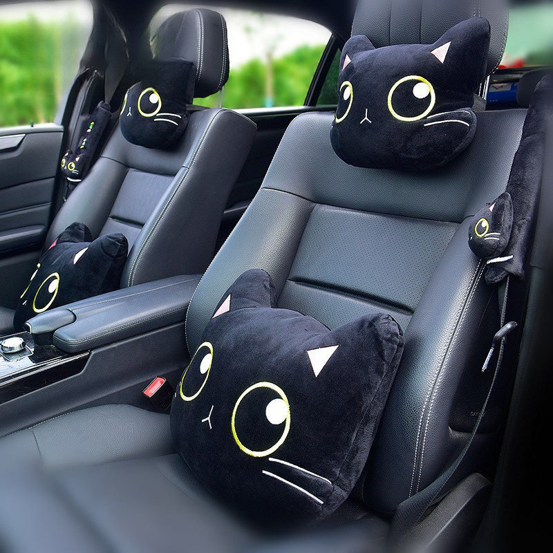 Almofada Super Para Encosto De Cabeça De Pescoço De Carro , Suporte Viagem De Gato De Desenho Animado Cintos De Seguranç