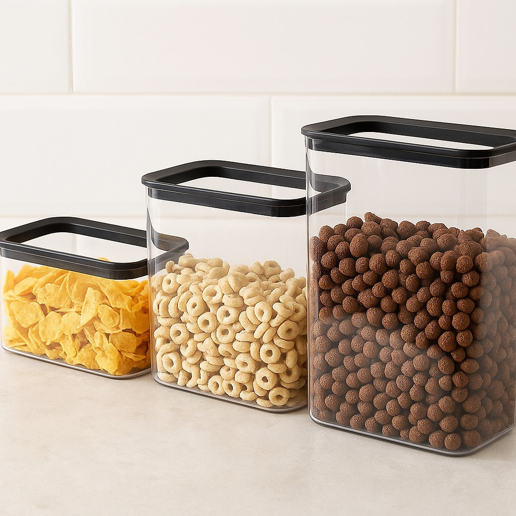 Conjunto 3 Potes Herméticos Plástico Tampa Vedação Conserva Alimentos Geladeira Organização Cozinha