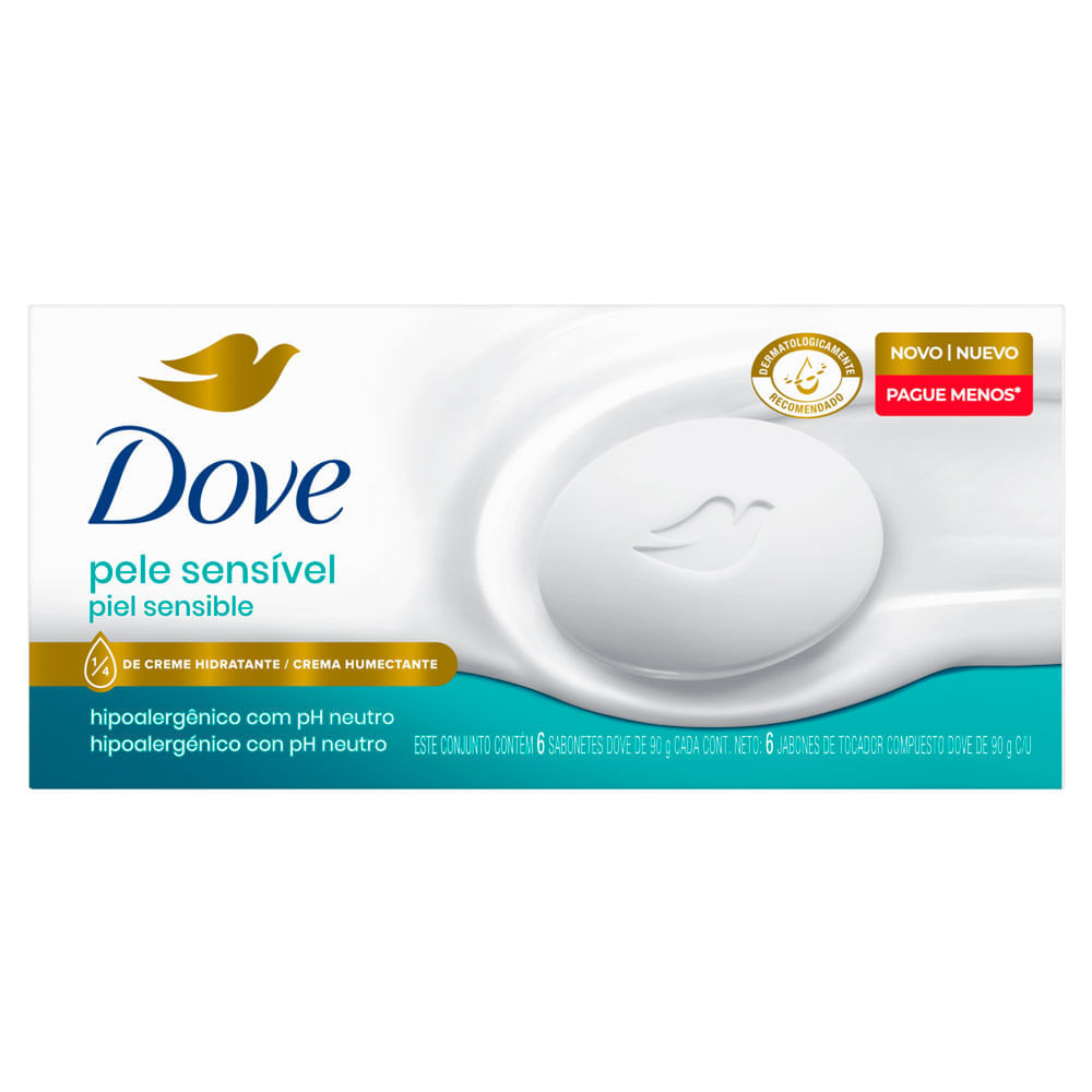 Sabonete em Barra Dove Pele Sensível com 6 Unidades de 90g cada em Oferta na Shopee