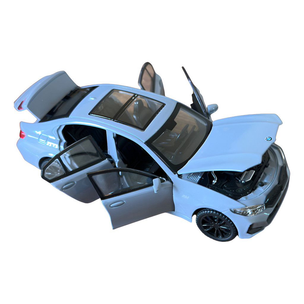Miniatura De Carrinho Bmw De Luxo Pneu Borracha Carro Metal farois que acendem portas abre